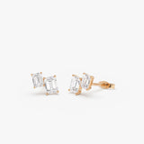 1.75 ctw 14k Lab Grown Emerald Cut Diamond Double Stud Earrings - Dana Ferkos Fine Jewelry