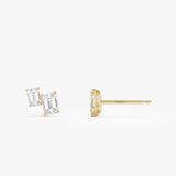 1.75 ctw 14k Lab Grown Emerald Cut Diamond Double Stud Earrings - Dana Ferkos Fine Jewelry