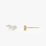 1.00 Ctw 14k Prong Setting Lab Grown Mixed Shape Triple Cluster Stud Earrings - Caia Ferkos Fine Jewelry