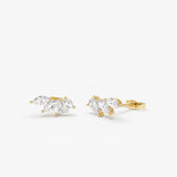 1.00 Ctw 14k Prong Setting Lab Grown Mixed Shape Triple Cluster Stud Earrings - Caia 14k Gold Ferkos Fine Jewelry