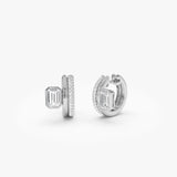1.35 ctw 14k Lab Grown Emerald Cut Diamond Pavé Huggie Earrings - Gina 14k White Gold Ferkos Fine Jewelry