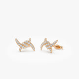 14k Diamond Knot Unique Stud Earrings Ferkos Fine Jewelry