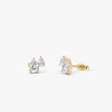 0.85 Ctw 14k Prong Setting Lab Grown Diamond Double Pear Stud Earrings - Helia 14k Gold Ferkos Fine Jewelry