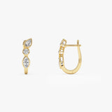 0.65 ctw 14k Marquise & Round Cut Lab Grown Diamond Hoop Earrings - Illaria Ferkos Fine Jewelry
