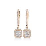 14K Gold Rectangular Cluster Diamond Halo Huggie Earrings Ferkos Fine Jewelry