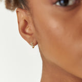 14K Gold Modern Zigzag Wave Hoop Earrings with Natural Diamonds Ferkos Fine Jewelry