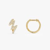 14K Gold Modern Zigzag Wave Hoop Earrings with Natural Diamonds 14k Gold Ferkos Fine Jewelry