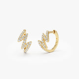 14K Gold Modern Zigzag Wave Hoop Earrings with Natural Diamonds Ferkos Fine Jewelry