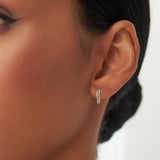 14K Gold Wave Pavé Huggie Hoop Earrings with Natural Diamonds Ferkos Fine Jewelry