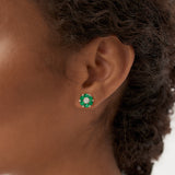 4.70 Ctw 14k Lab Grown Emerald and Diamond Cluster Stud Earrings - Brina Ferkos Fine Jewelry