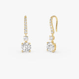 2.45 Ctw 14k Round Lab Grown Diamond Drop Earrings - Clia 14k Gold Ferkos Fine Jewelry