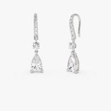 2.45 Ctw 14k Pear Shape and Round Lab Grown Diamond Drop Earrings - Cyra 14k White Gold Ferkos Fine Jewelry