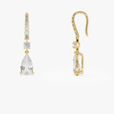 2.45 Ctw 14k Pear Shape and Round Lab Grown Diamond Drop Earrings - Cyra Ferkos Fine Jewelry