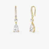 2.45 Ctw 14k Pear Shape and Round Lab Grown Diamond Drop Earrings - Cyra 14k Gold Ferkos Fine Jewelry
