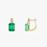 14k Emerald and Graduating Diamond Earrings Ferkos Fine Jewelry
