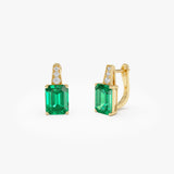 14k Emerald and Graduating Diamond Earrings Ferkos Fine Jewelry