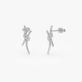 14k Gold Two Tone Modern Diamond Earrings 14k White Gold Ferkos Fine Jewelry