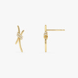 14k Gold Two Tone Modern Diamond Earrings Ferkos Fine Jewelry