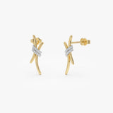 14k Gold Two Tone Modern Diamond Earrings 14k Gold Ferkos Fine Jewelry