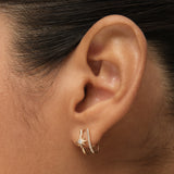 14k North Star Doublel Hoop Diamond Earrings Ferkos Fine Jewelry