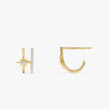 14k North Star Doublel Hoop Diamond Earrings Ferkos Fine Jewelry