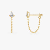 0.50 ctw 14K Gold Pear Shape Lab Grown Diamond Beaded Chain Stud Earrings - Mirri Ferkos Fine Jewelry