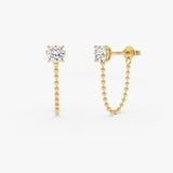 1.65 CTW 14K Gold Cushion Cut Lab Grown Diamond Beaded Chain Stud Earrings - Minya 14k Gold Ferkos Fine Jewelry