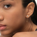 0.40 ctw 14K Gold Marquise Lab Grown Diamond Beaded Chain Stud Drop Earrings - Lirra Ferkos Fine Jewelry