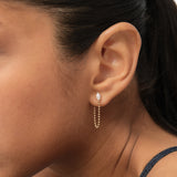 0.40 ctw 14K Gold Marquise Lab Grown Diamond Beaded Chain Stud Drop Earrings - Lirra Ferkos Fine Jewelry