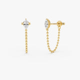 0.40 ctw 14K Gold Marquise Lab Grown Diamond Beaded Chain Stud Drop Earrings - Lirra 14k Gold Ferkos Fine Jewelry