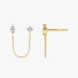0.65 CTW 14k Marquise and Round Shape Lab Grown Diamond Chain Studs Ferkos Fine Jewelry