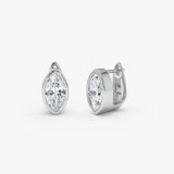 1.55 Ctw 14k Lab Grown Marquise Diamond Bezel Statement Earrings - Hala 14k White Gold Ferkos Fine Jewelry