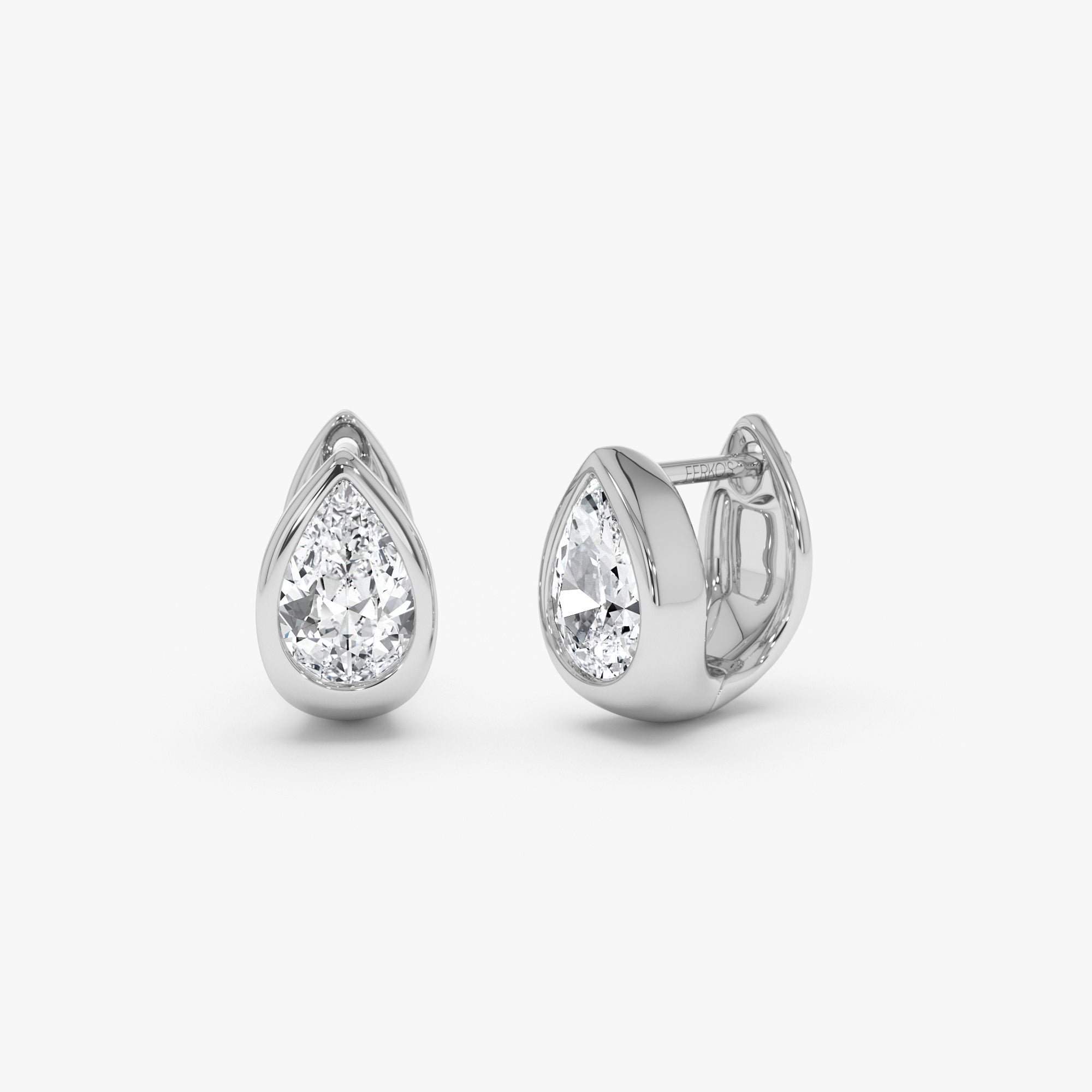 1.55 Ctw 14K Pear Lab Diamond Bezel Statement Stud Earrings - Adina 14k White Gold Ferkos Fine Jewelry
