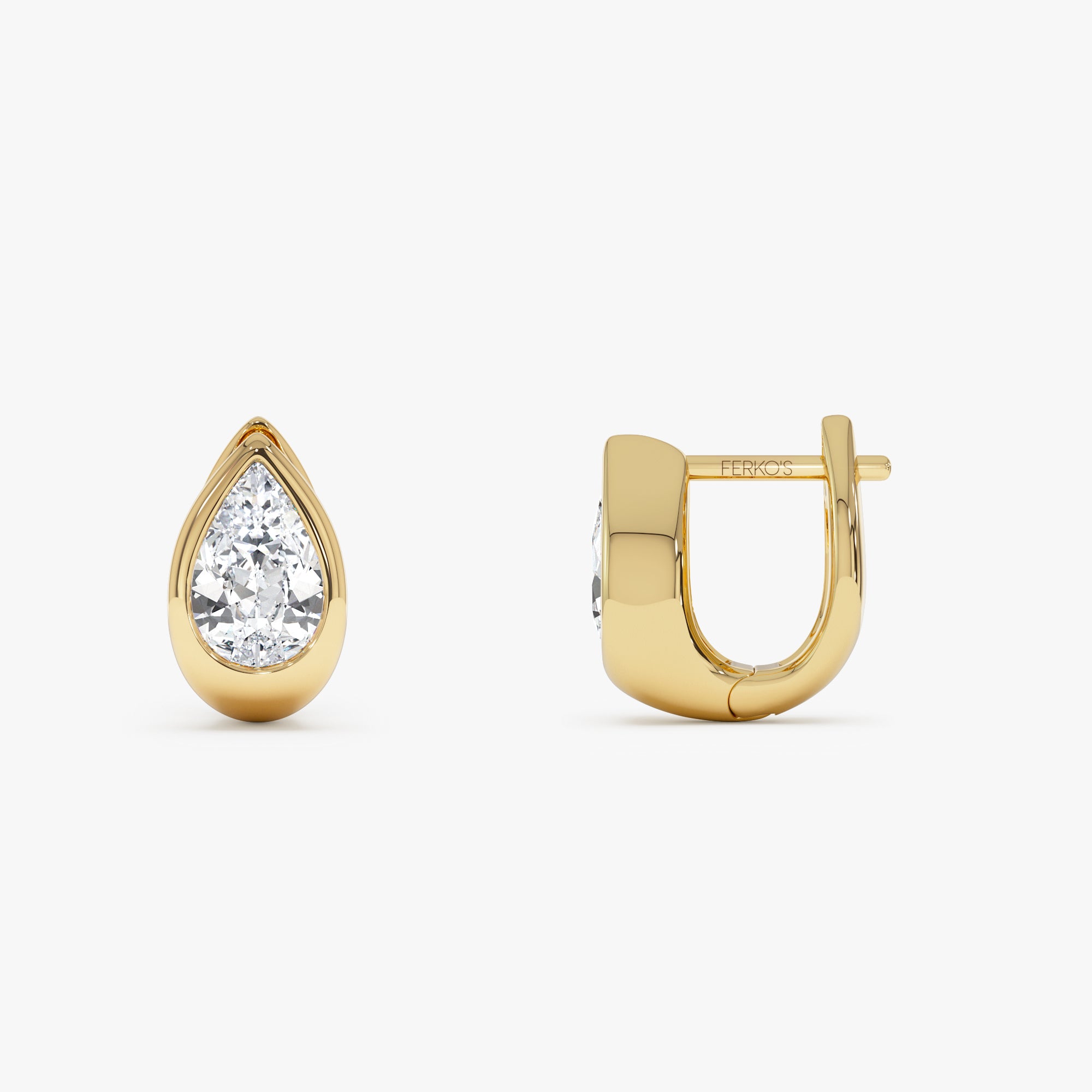 1.55 Ctw 14K Pear Lab Diamond Bezel Statement Stud Earrings - Adina Ferkos Fine Jewelry