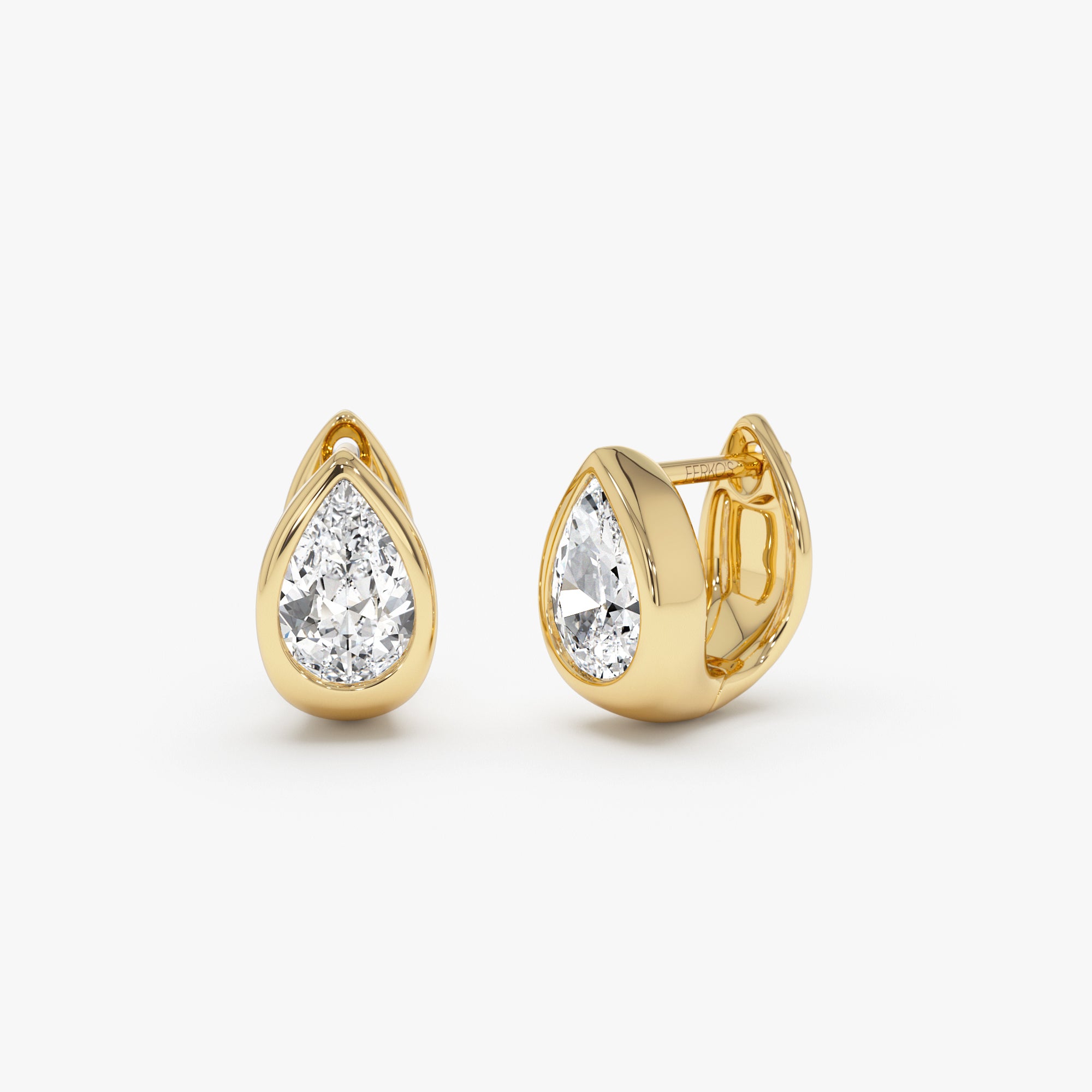 1.55 Ctw 14K Pear Lab Diamond Bezel Statement Stud Earrings - Adina 14k Gold Ferkos Fine Jewelry