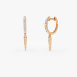 14K Gold Diamond Drop Hoop Earrings 14k Rose Gold Ferkos Fine Jewelry
