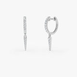 14K Gold Diamond Drop Hoop Earrings 14k White Gold Ferkos Fine Jewelry