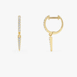 14K Gold Diamond Drop Hoop Earrings Ferkos Fine Jewelry