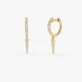 14K Gold Diamond Drop Hoop Earrings 14k Gold Ferkos Fine Jewelry