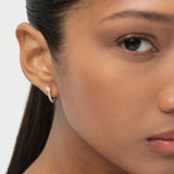 14K Lab Grown Round Diamond Pavé Hoop Earrings - Sasha Ferkos Fine Jewelry