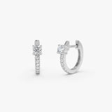14K Lab Grown Round Diamond Pavé Hoop Earrings - Sasha 14k White Gold Ferkos Fine Jewelry