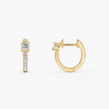 14K Lab Grown Round Diamond Pavé Hoop Earrings - Sasha Ferkos Fine Jewelry