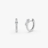 14K Lab Grown Marquise Diamond Hoop Earrings - Lada 14k White Gold Ferkos Fine Jewelry