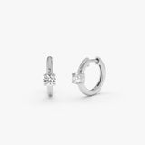 14K Lab Grown Diamond Hoop Earrings - Sonya 14k White Gold Ferkos Fine Jewelry
