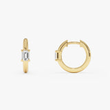 14K Emerald Cut Lab Grown Diamond Hoop Earrings - Emiko Ferkos Fine Jewelry