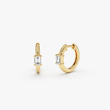 14K Emerald Cut Lab Grown Diamond Hoop Earrings - Emiko 14k Gold Ferkos Fine Jewelry