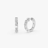 1.95 Ctw 14K Emerald Cut Lab Grown Diamond Hoop Earrings - Nori 14k White Gold Ferkos Fine Jewelry