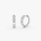 1.65 Ctw 14K Mixed Shape Lab Grown Diamond Hoop Earrings - Bora 14k White Gold Ferkos Fine Jewelry