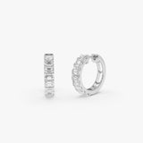 1.75 Ctw 14K Emerald Cut Lab Grown Diamond Hoop Earrings - Nari 14k White Gold Ferkos Fine Jewelry