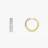 1.75 Ctw 14K Emerald Cut Lab Grown Diamond Hoop Earrings - Nari Ferkos Fine Jewelry